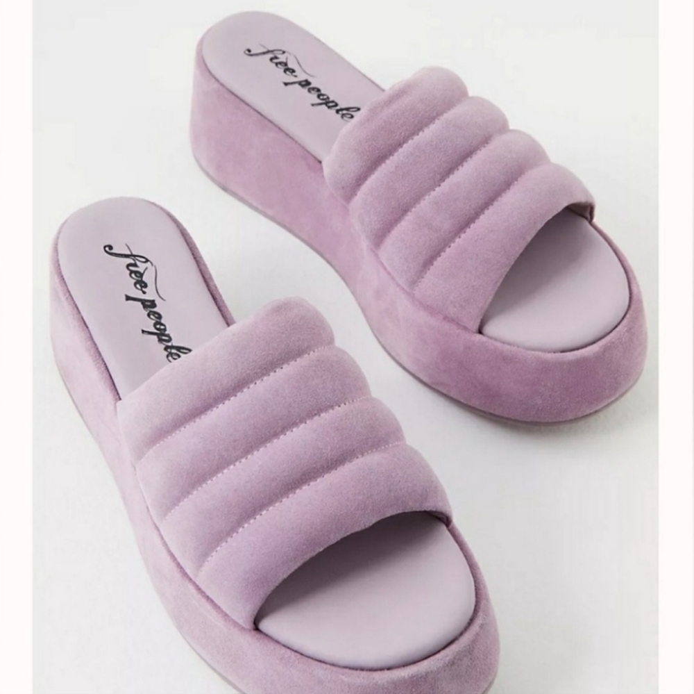 Free People Almost Paradise Suede Platform Slip in Orchid Pink 37.5 / 7.0
